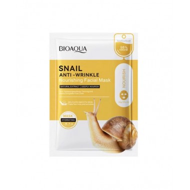 Маска для лица с муцином улитки и гиалуроновой кислотой Bioaqua snail anti-wrinkle, 30 гр. 