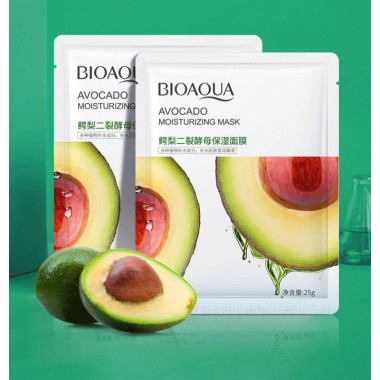 Тканевая маска для лица BIOAOUA Avocado Moisturizing Mask с экстрактом авокадо, 25 гр.