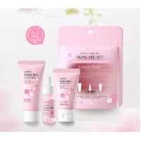 Набор уходовой косметики с экстрактом сакуры Laikou Japan Sakura Skincare Set (Пенка + Сыворотка + Крем для лица)