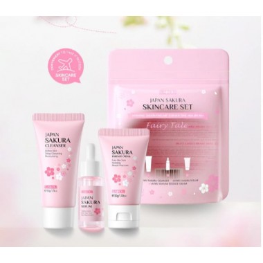 Набор уходовой косметики с экстрактом сакуры Laikou Japan Sakura Skincare Set (Пенка + Сыворотка + Крем для лица)